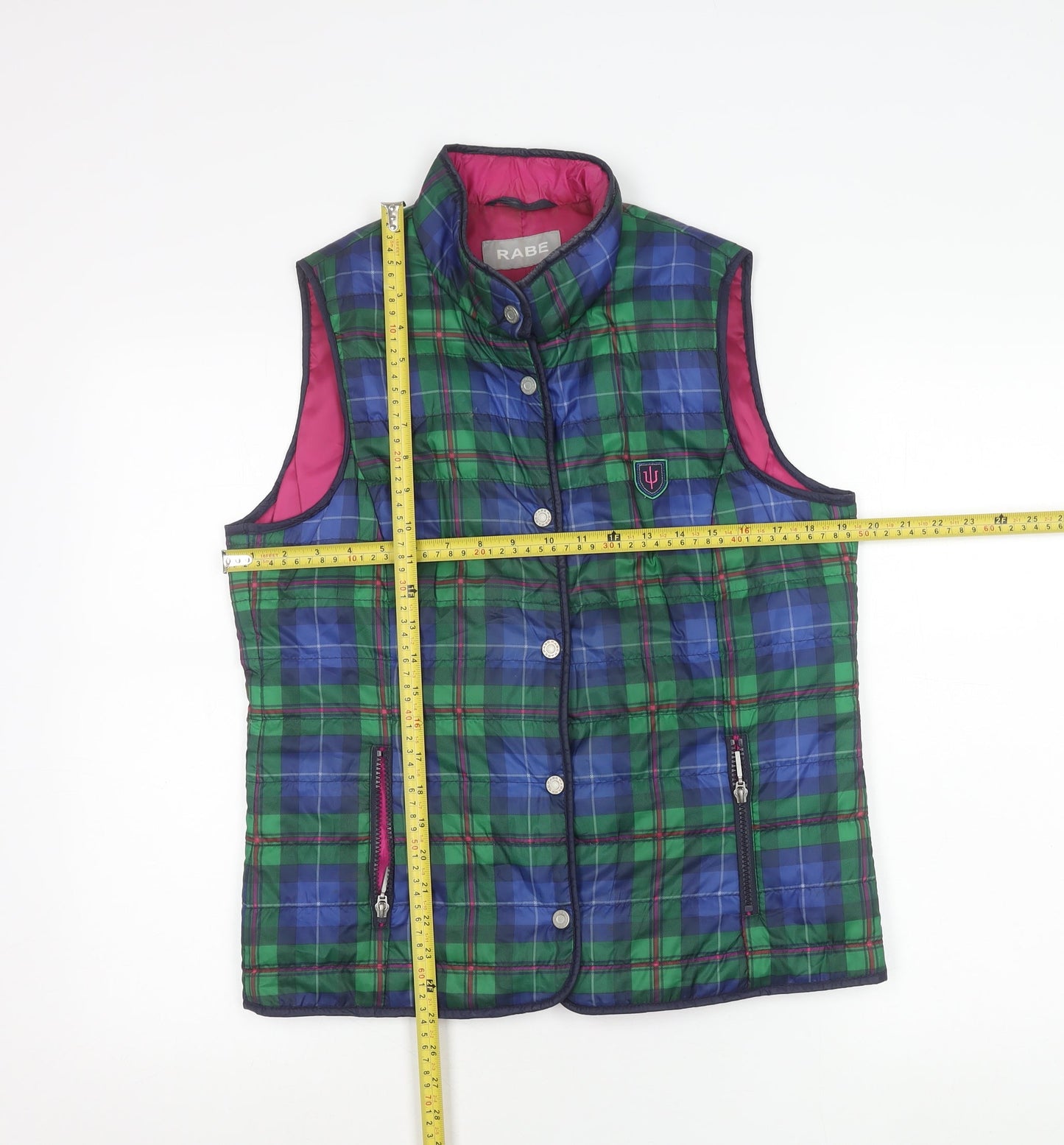 Rabe Womens Multicoloured Quilted Waistcoat Size 14 Check Sleeveless