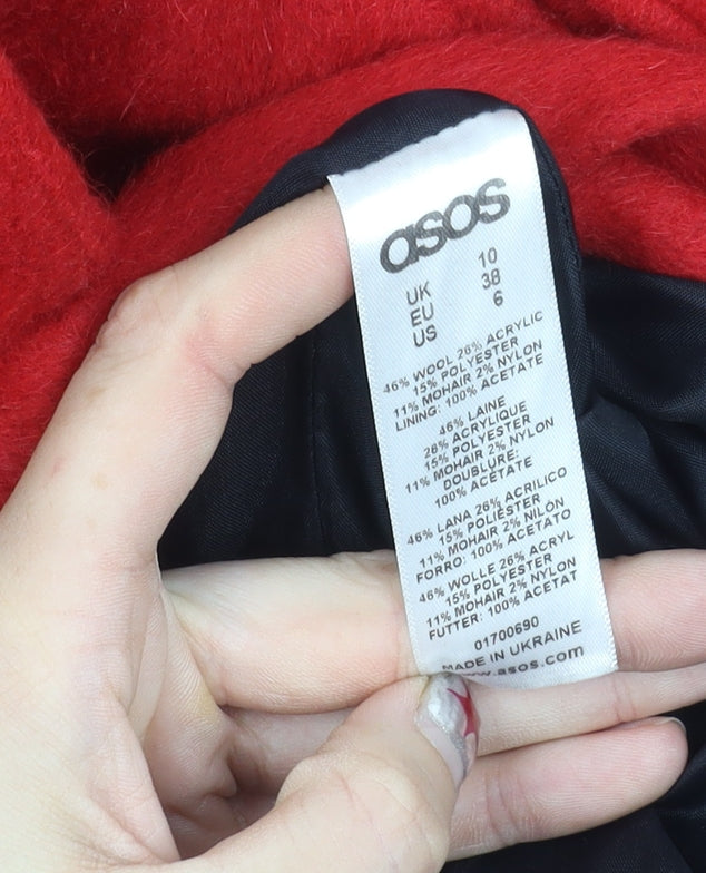 Womens UK Size 10 ASOS Red Overcoat