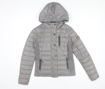 Womens UK Size XS Superdry Grey Puffer Jacket
