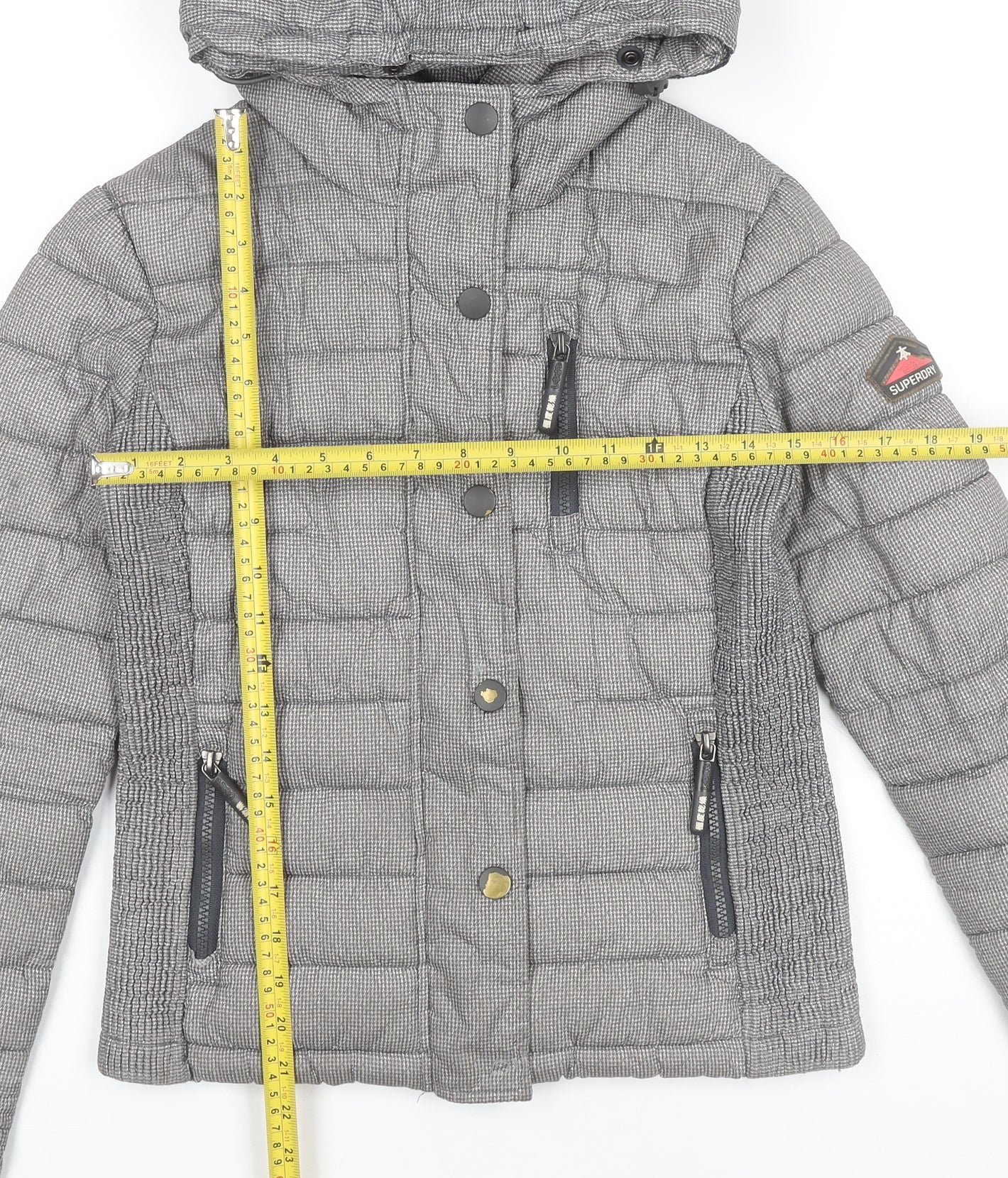 Womens UK Size XS Superdry Grey Puffer Jacket