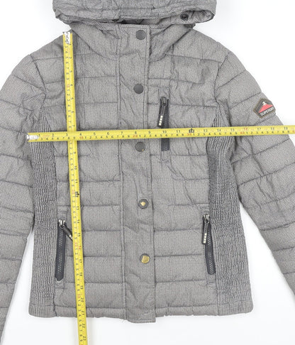 Womens UK Size XS Superdry Grey Puffer Jacket
