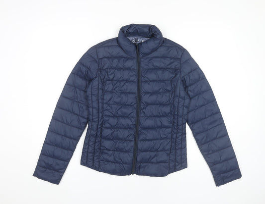 Primark Womens Blue Puffer Jacket Size 6 XS Lightweight Quilted Coat