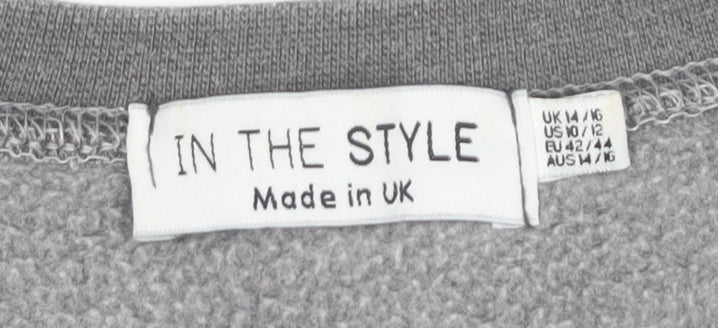 In The Style Womens Grey Christmas Sweatshirt UK 14/16 Crew Neck