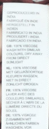 Fat Face Women Red Floral Shift Dress Size 8 Viscose Casual 3/4 Sleeve