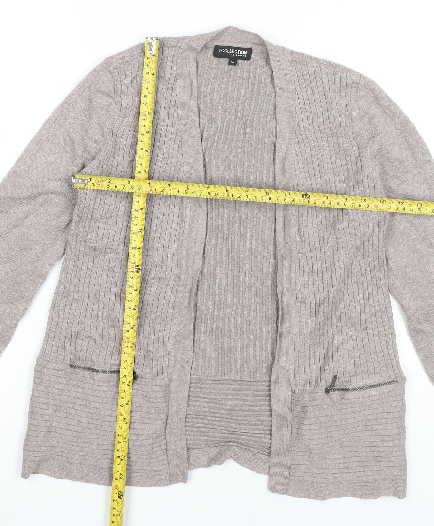 Debenhams Women’s Beige Cardigan Size 12 Long Sleeve Knit
