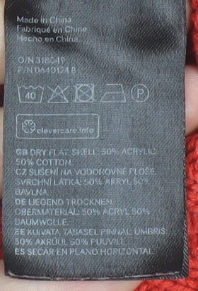 H&M Women’s Red Mock Neck Chunky Knit Pullover Jumper Size S