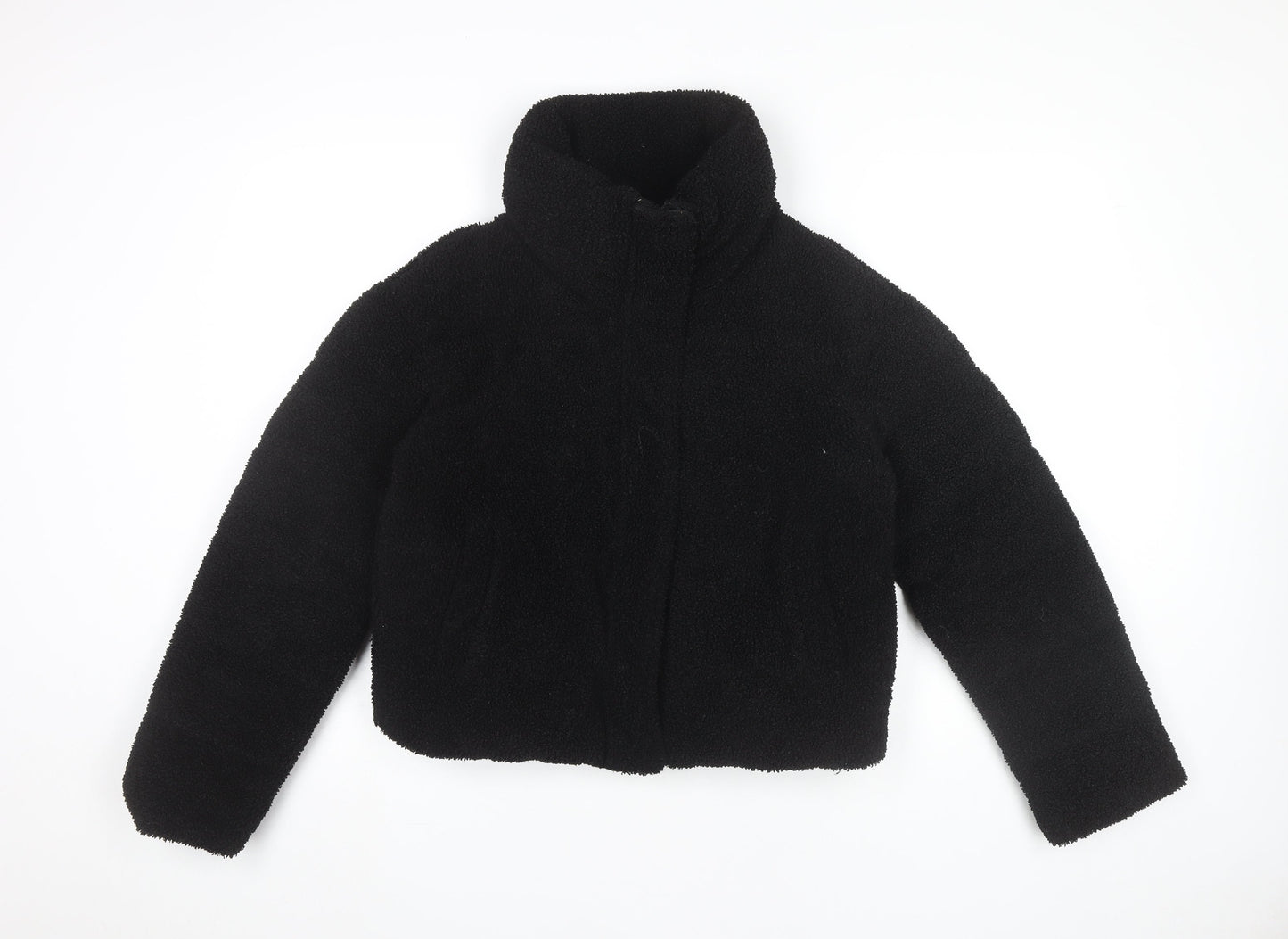 Primark Womens Black XS Cropped Fleece Puffer Jacket