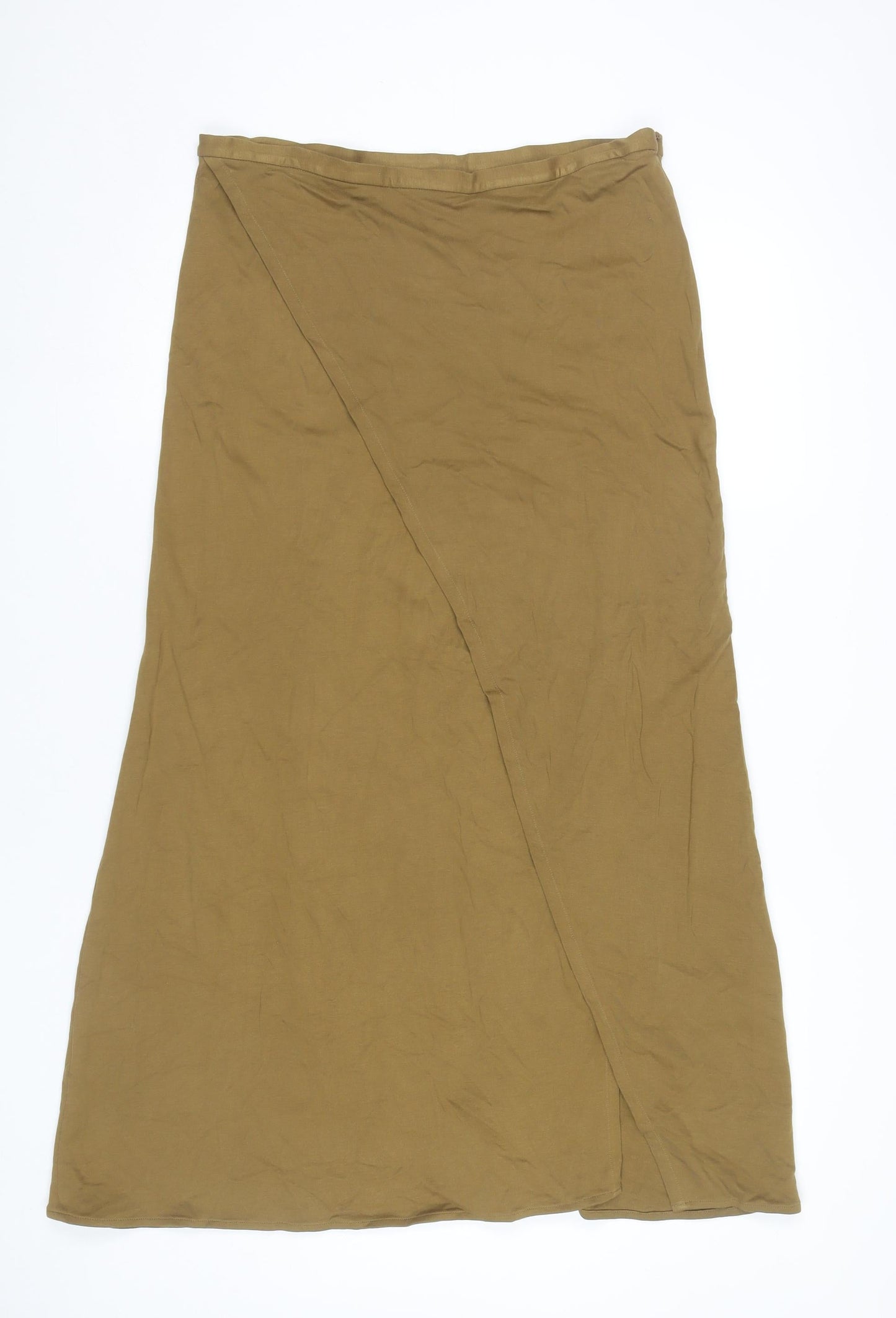 COS Women’s Brown Wrap Long Skirt M Viscose Stretch Jersey