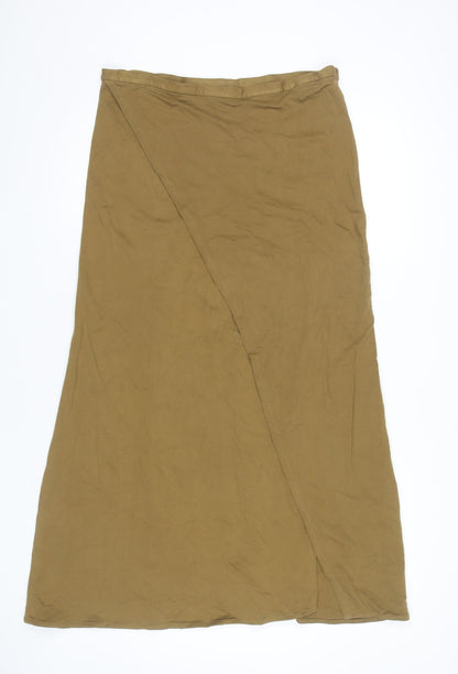 COS Women’s Brown Wrap Long Skirt M Viscose Stretch Jersey