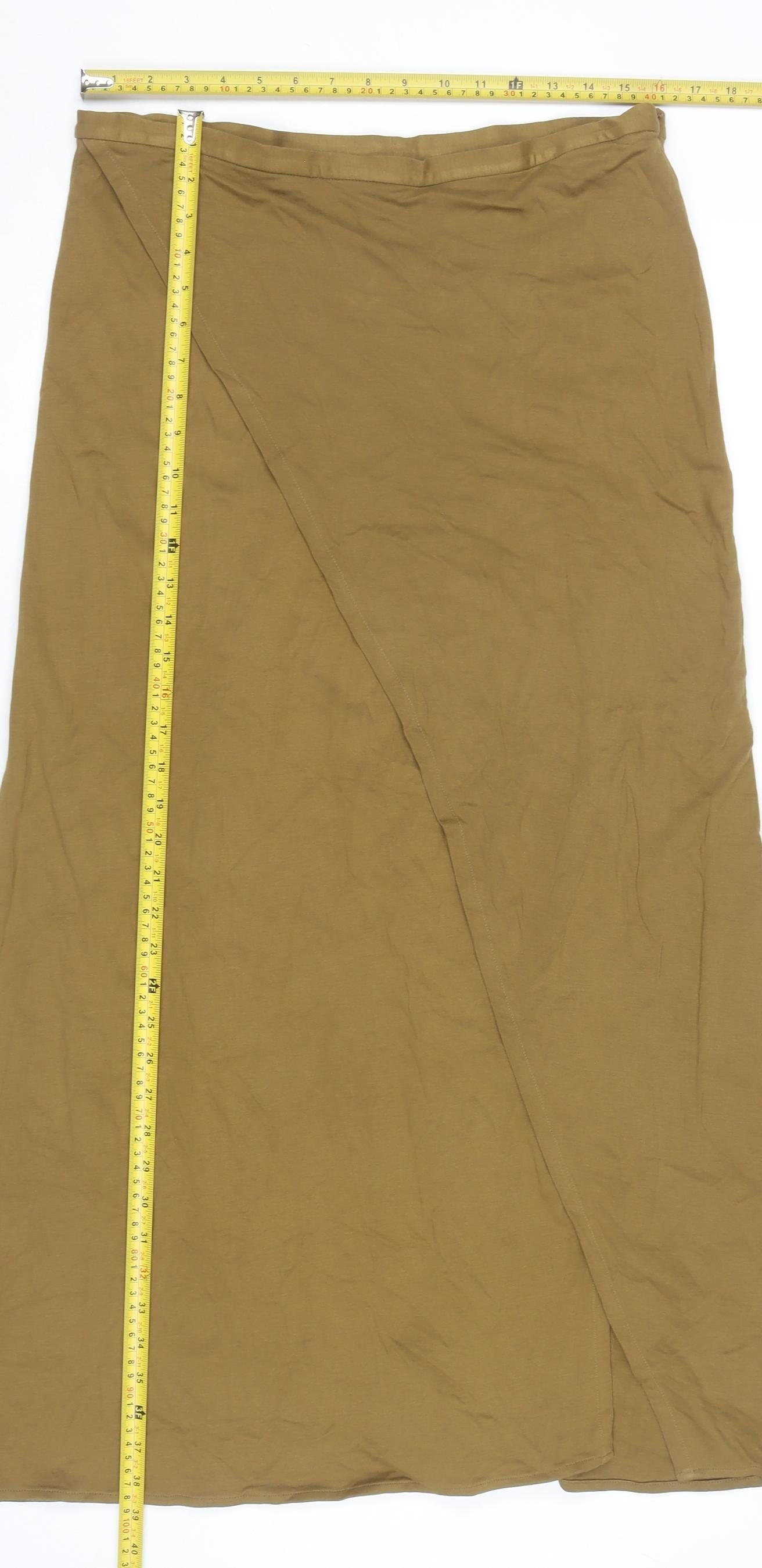 COS Women’s Brown Wrap Long Skirt M Viscose Stretch Jersey