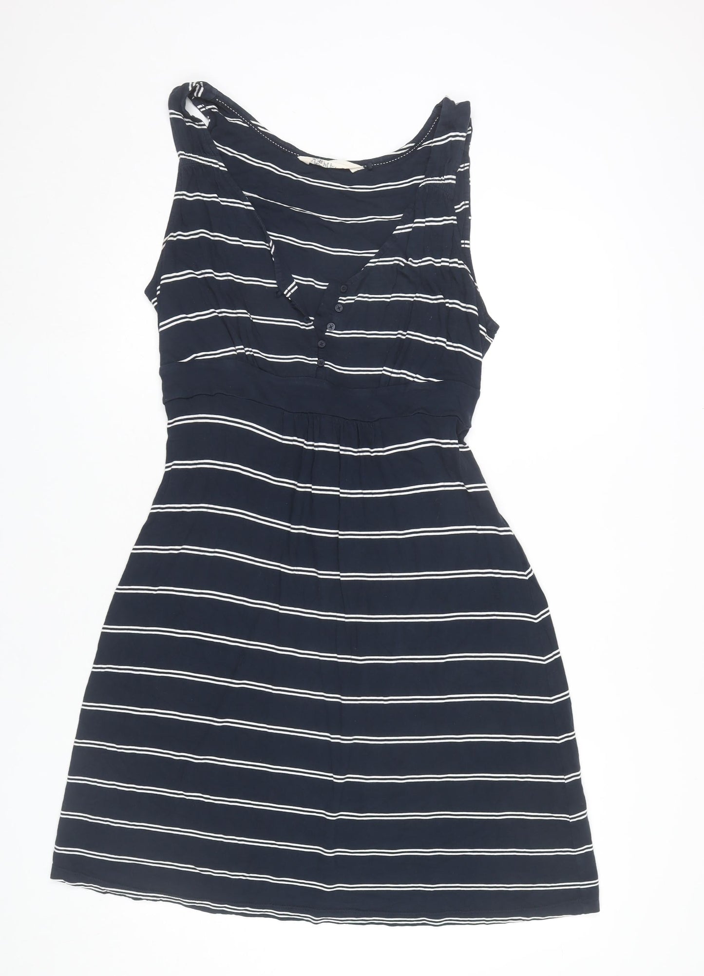 Fat Face Women’s Blue Striped A-Line Dress Size 18 Sleeveless V-Neck