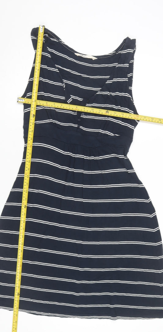 Fat Face Women’s Blue Striped A-Line Dress Size 18 Sleeveless V-Neck