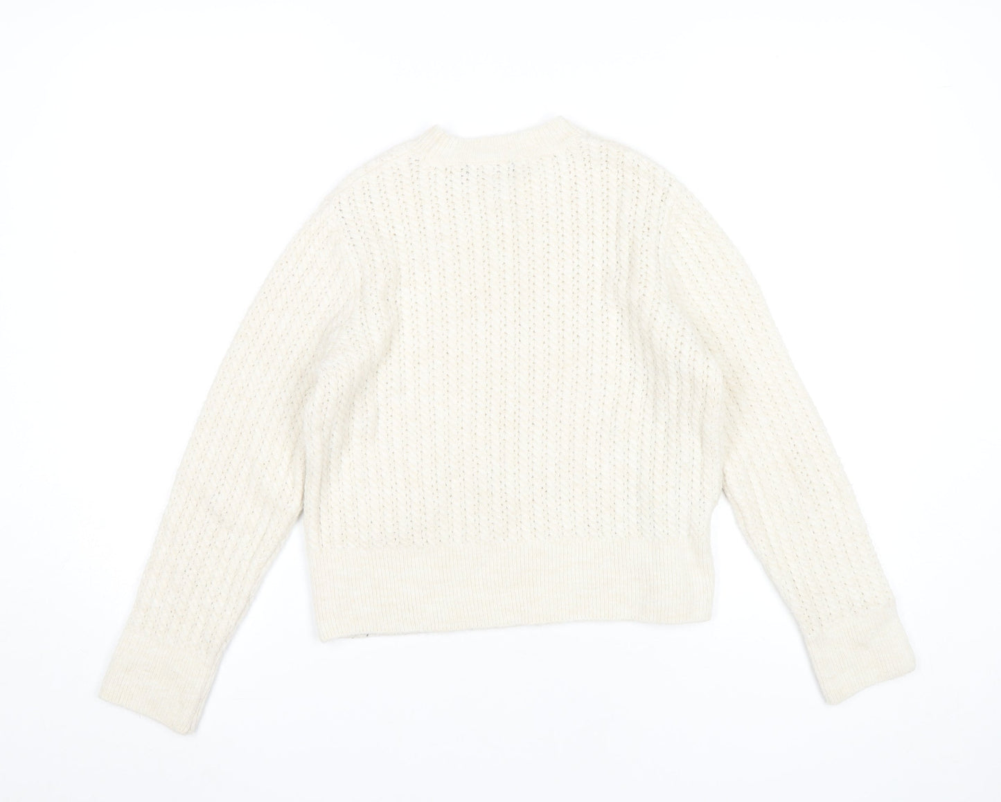 MNG Women’s Ivory Cable-Knit Pullover Jumper Size S