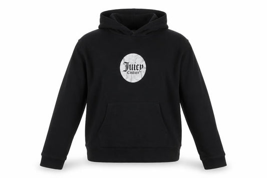 Front view of Juicy Couture girls’ black pullover hoodie 15-16 years logo print