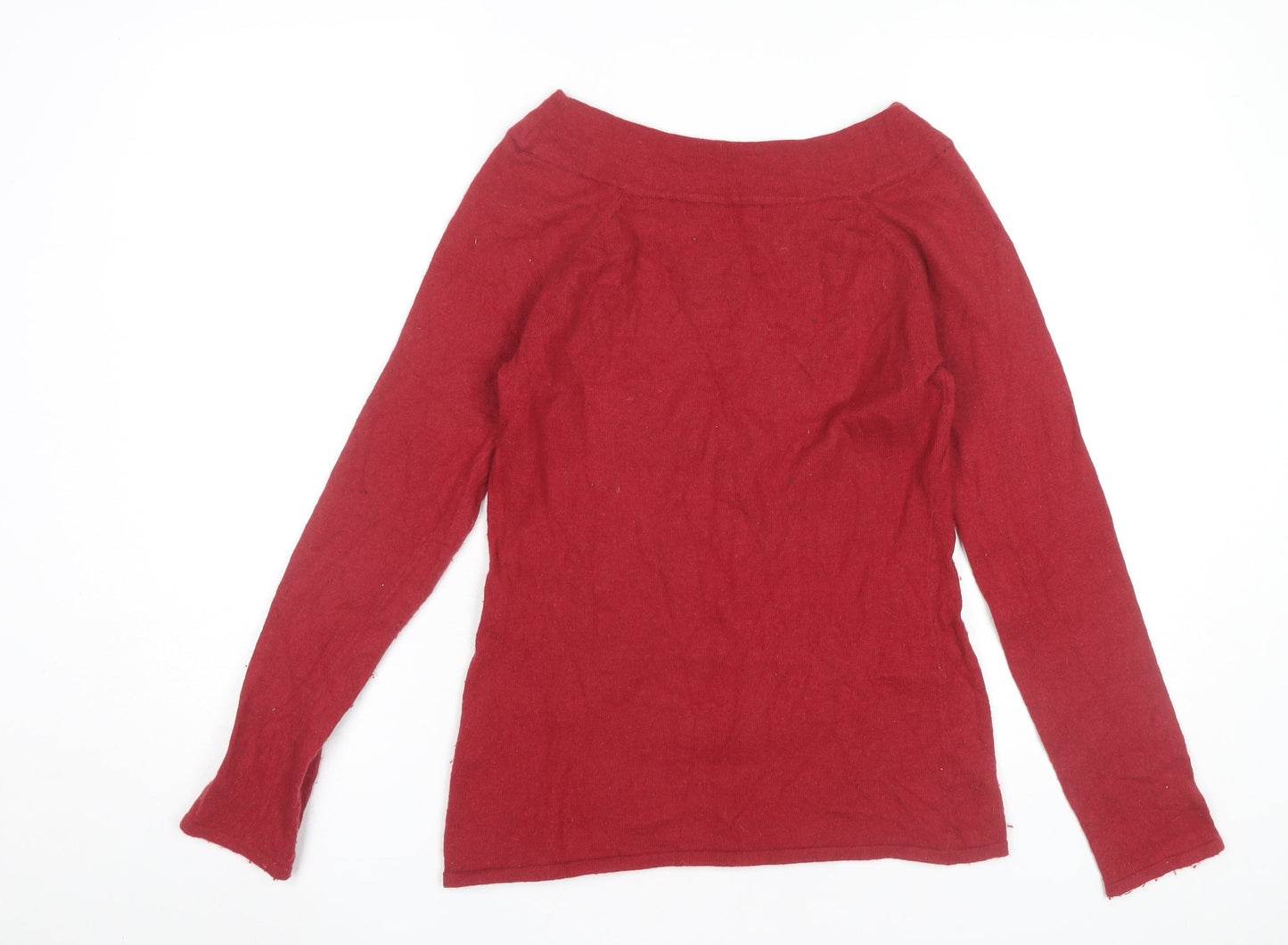 Susan Bristol Womens Red Boat Neck Angora Wool Blend Jumper Size S
