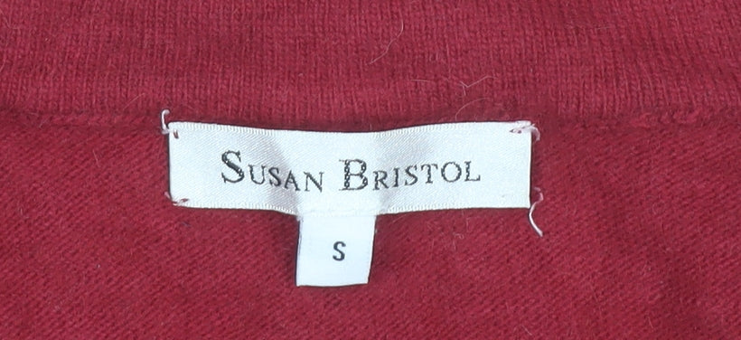 Susan Bristol Womens Red Boat Neck Angora Wool Blend Jumper Size S
