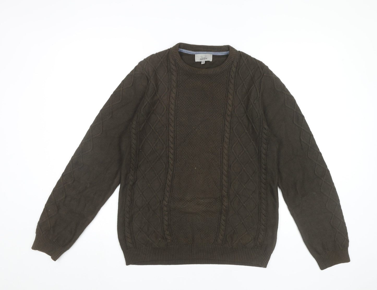 Marks and Spencer Men’s Brown Small Cable Knit Cotton Jumper