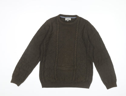 Marks and Spencer Men’s Brown Small Cable Knit Cotton Jumper