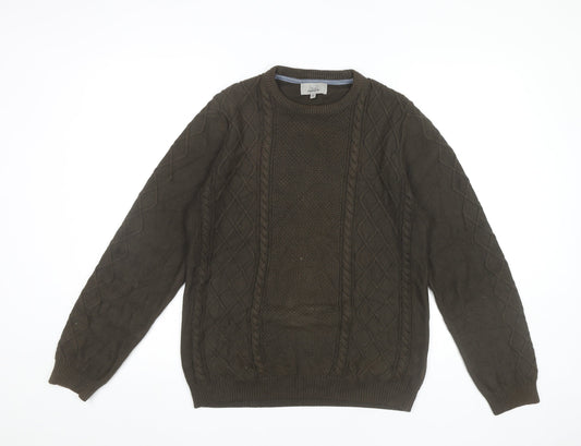 Marks and Spencer Men’s Brown Small Cable Knit Cotton Jumper