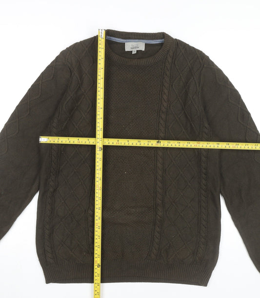 Marks and Spencer Men’s Brown Small Cable Knit Cotton Jumper
