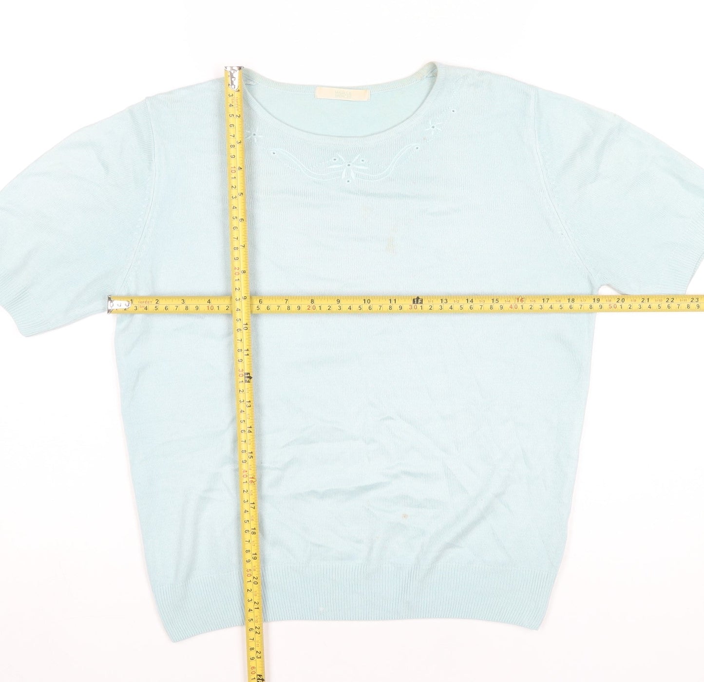 Womens UK Size 12 Marks and Spencer Blue Basic T-Shirt
