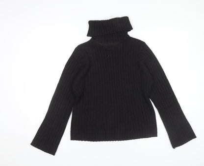 Casual Club Womens Black Roll Neck Ribbed Knit Jumper Size 12