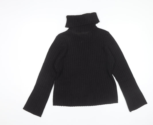 Casual Club Womens Black Roll Neck Ribbed Knit Jumper Size 12