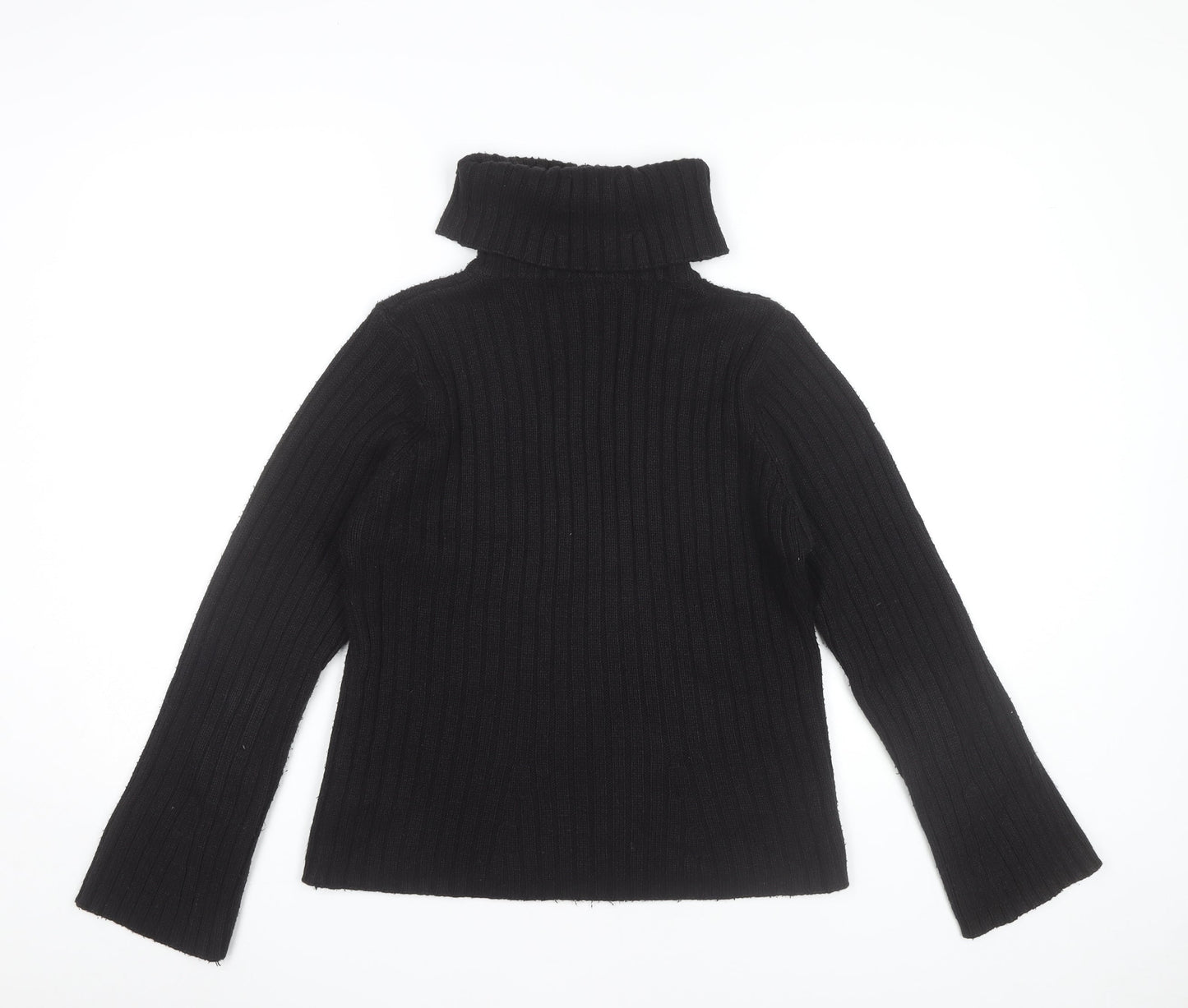 Casual Club Womens Black Roll Neck Ribbed Knit Jumper Size 12