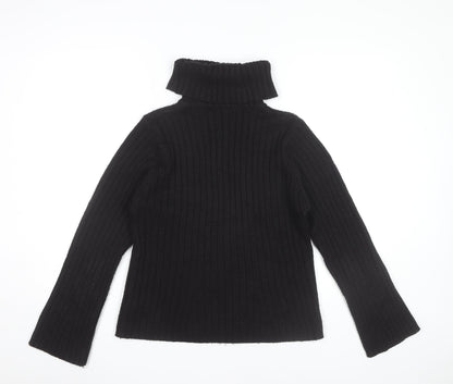 Casual Club Womens Black Roll Neck Ribbed Knit Jumper Size 12