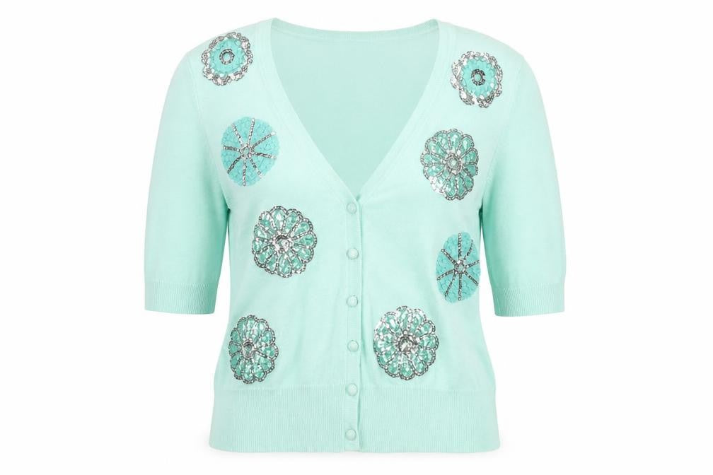 Womens UK Size 14 M&Co Green Cardigan Jumper
