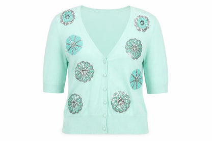 Womens UK Size 14 M&Co Green Cardigan Jumper