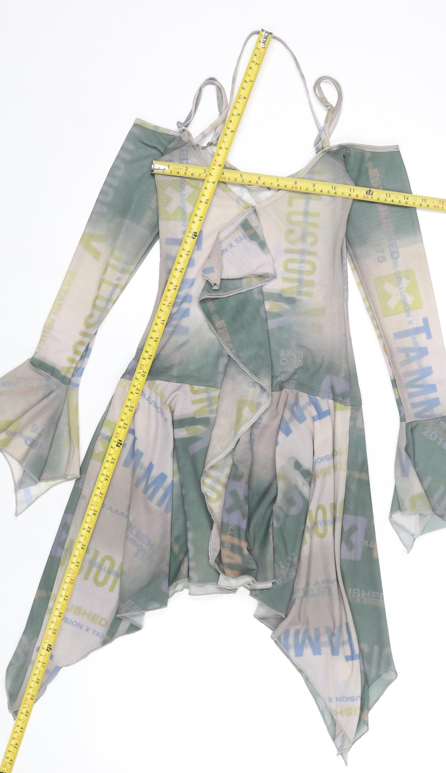 Collusion Women’s Multicoloured Size 6 Asymmetric Mesh Party Dress