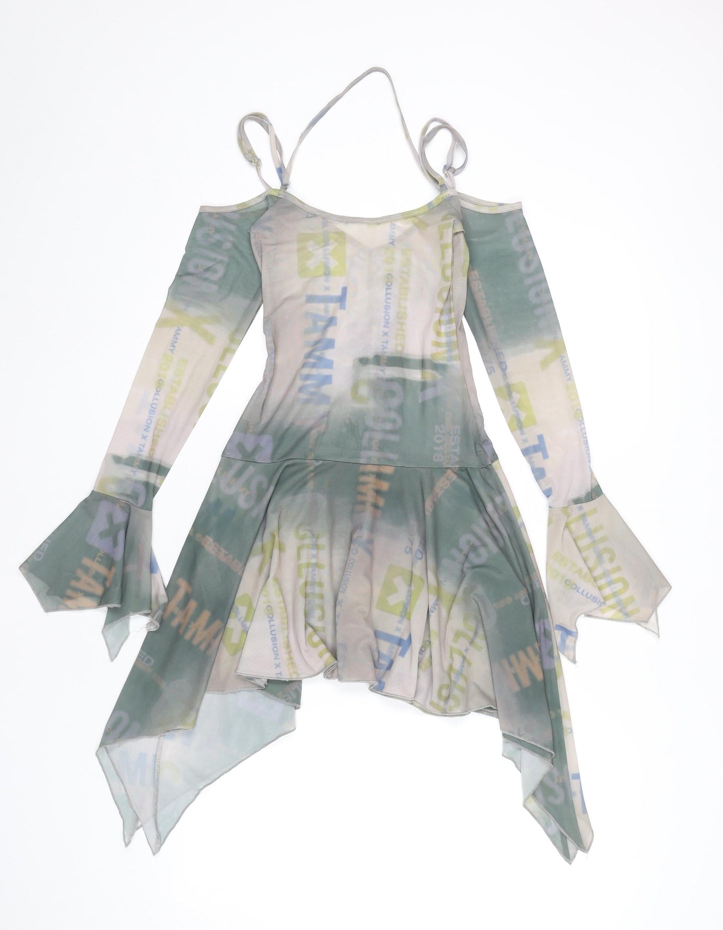 Collusion Women’s Multicoloured Size 6 Asymmetric Mesh Party Dress