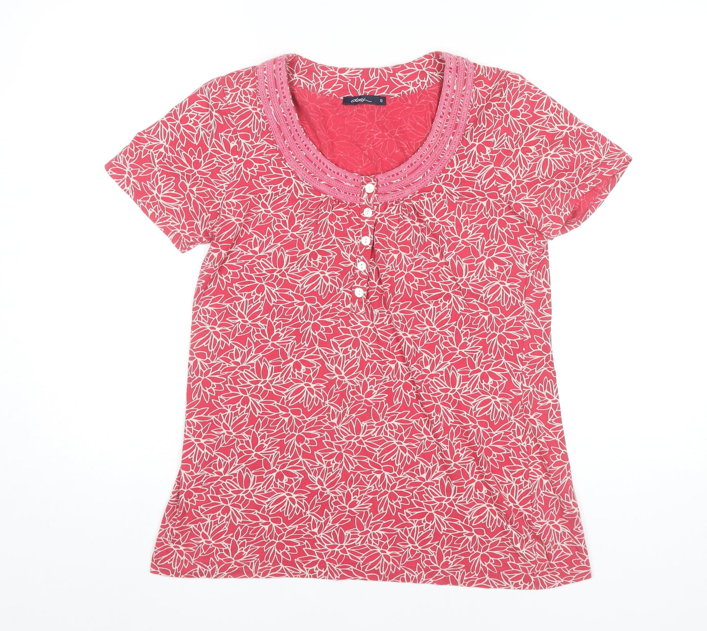 Womens UK Size 10 DASH Red Basic T-Shirt