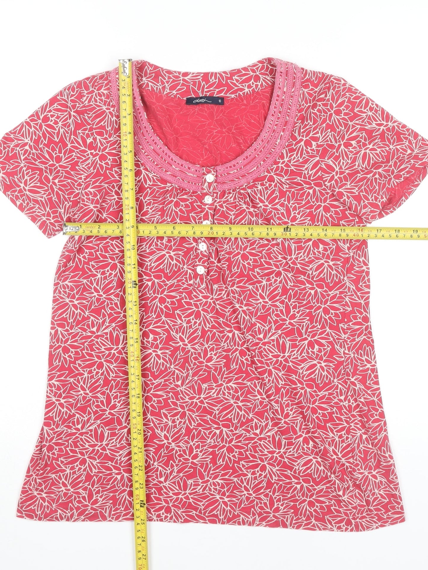 Womens UK Size 10 DASH Red Basic T-Shirt