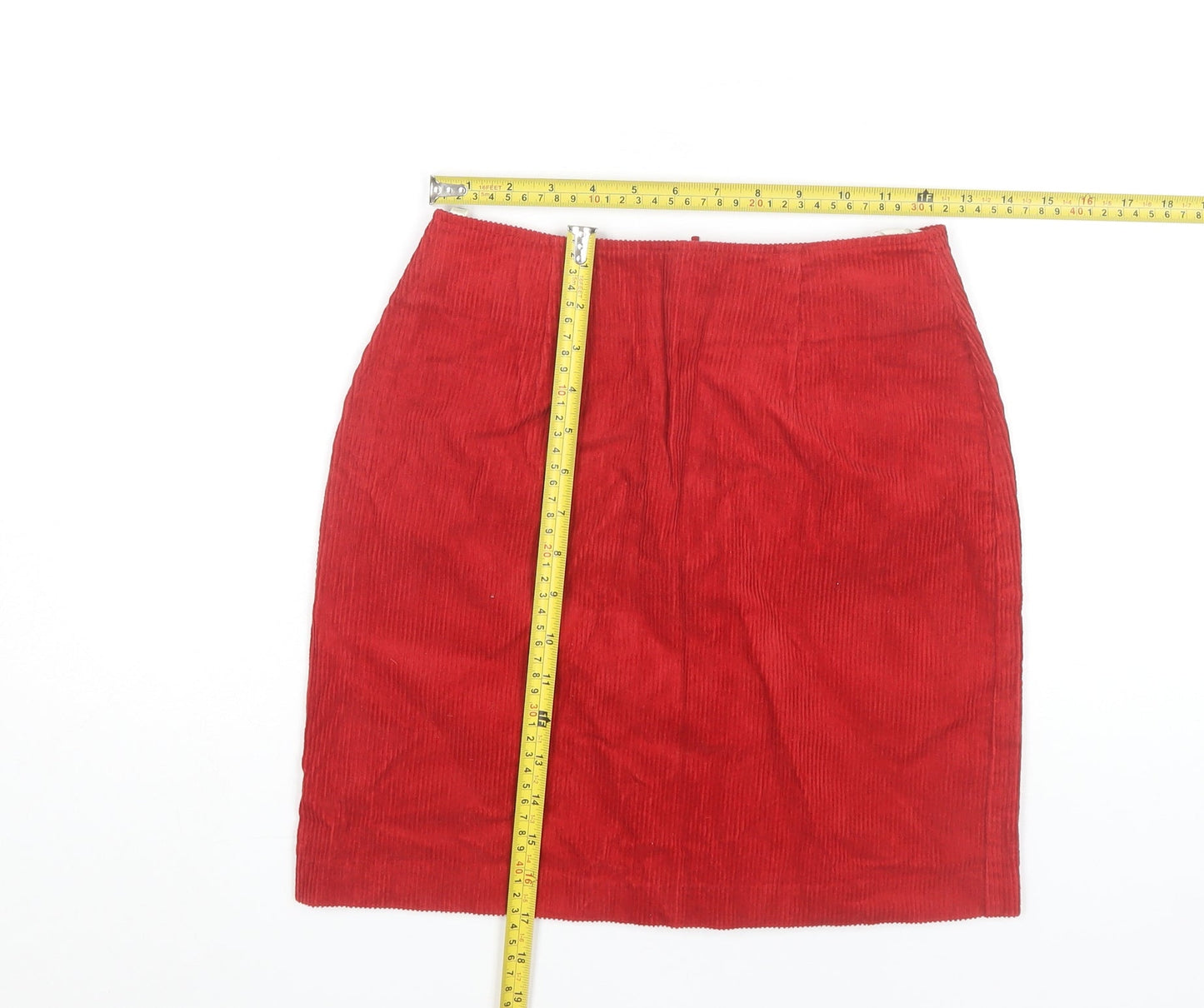 Next Women Red Corduroy Pencil Skirt Size 8 Knee Length