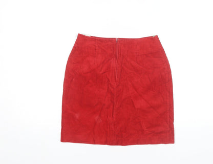 Next Women Red Corduroy Pencil Skirt Size 8 Knee Length