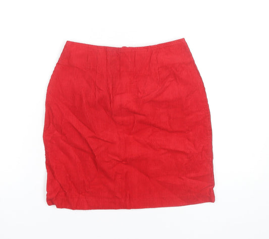 Next Women Red Cotton Corduroy Pencil Skirt Size 8