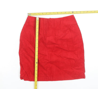 Next Women Red Cotton Corduroy Pencil Skirt Size 8