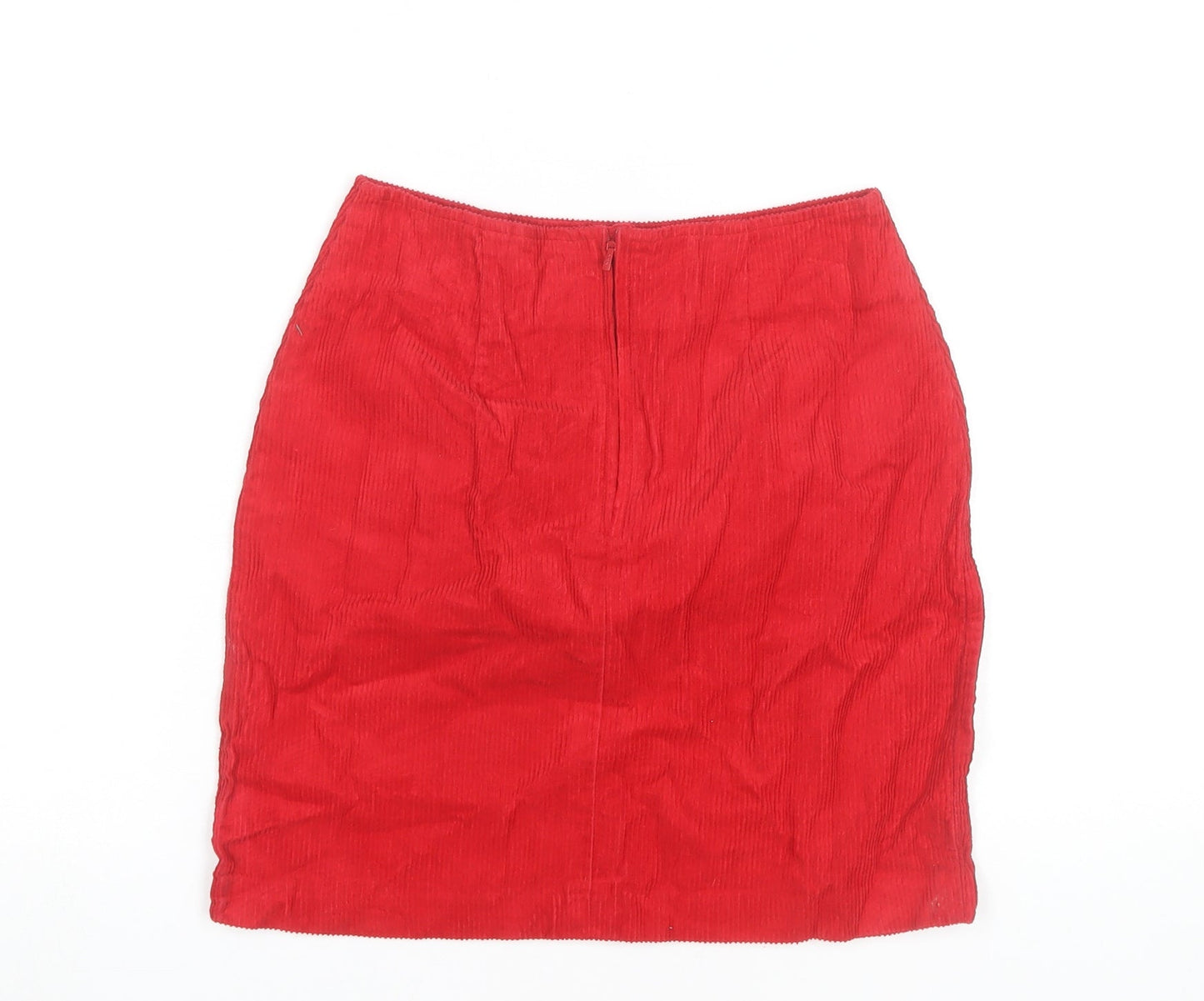 Next Women Red Cotton Corduroy Pencil Skirt Size 8