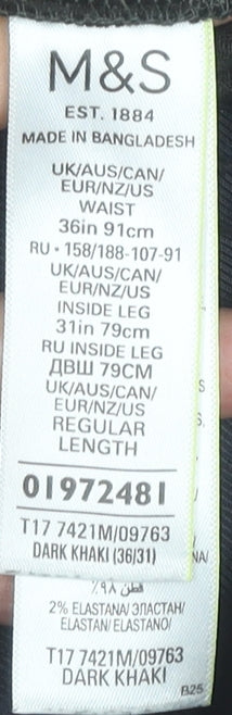 Marks and Spencer Men's Brown Corduroy Chino Trousers Size 36R