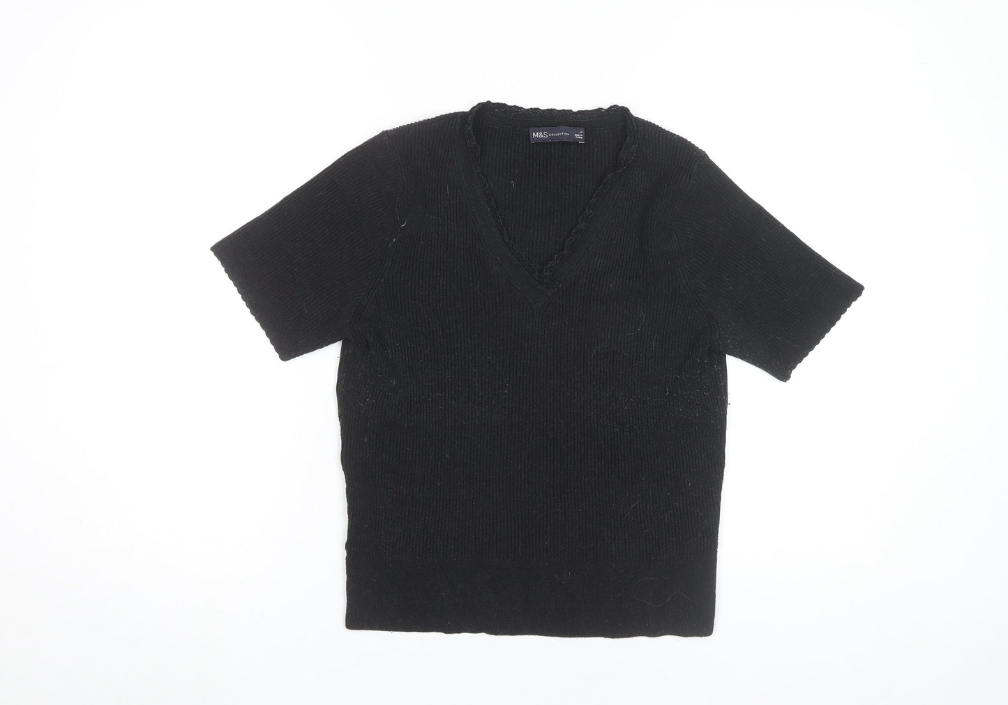 Womens UK Size 14 Marks and Spencer Black Basic T-Shirt