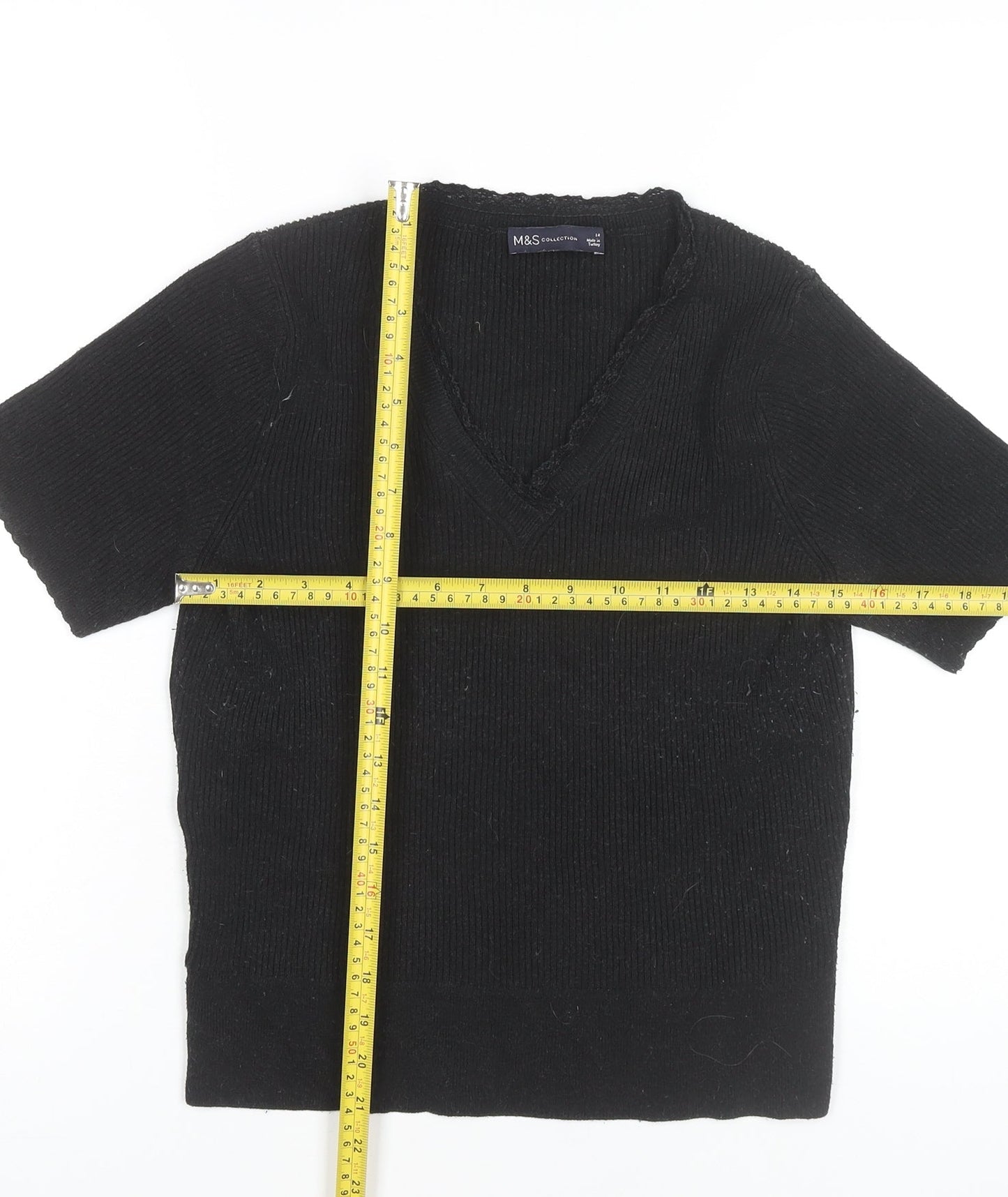 Womens UK Size 14 Marks and Spencer Black Basic T-Shirt