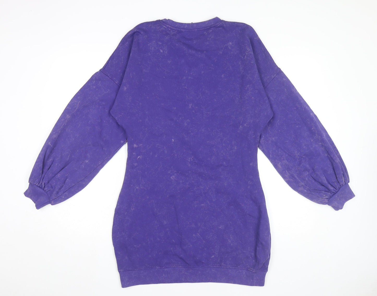 Boohoo Women Purple Size 16 Cotton Long Sleeve T-Shirt Dress