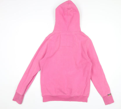Superdry Women’s Pink Pullover Hoodie Size S Logo Hooded Sweatshirt