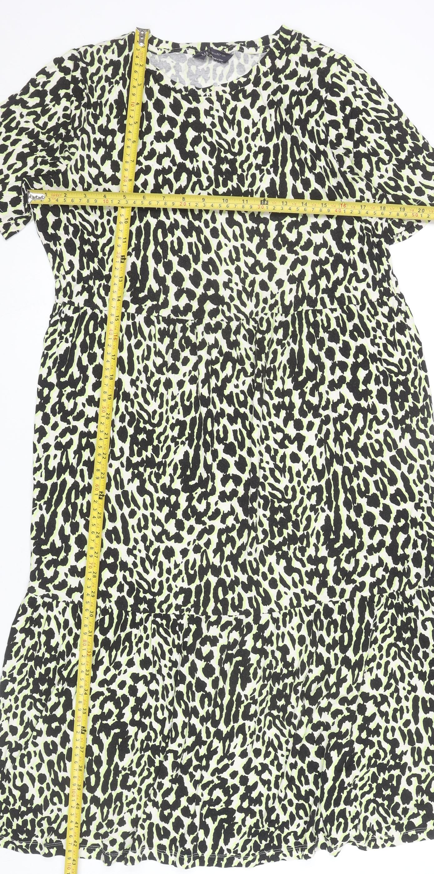 Marks and Spencer Women’s Yellow Animal Print Shift Dress Size 14