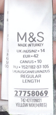 Marks and Spencer Women’s Yellow Animal Print Shift Dress Size 14