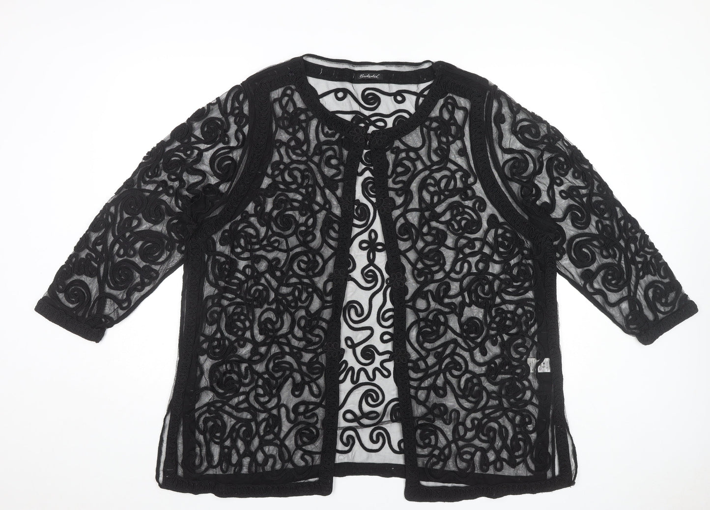 Berkertex Womens Black Lace Kimono Style Blouse Size 24
