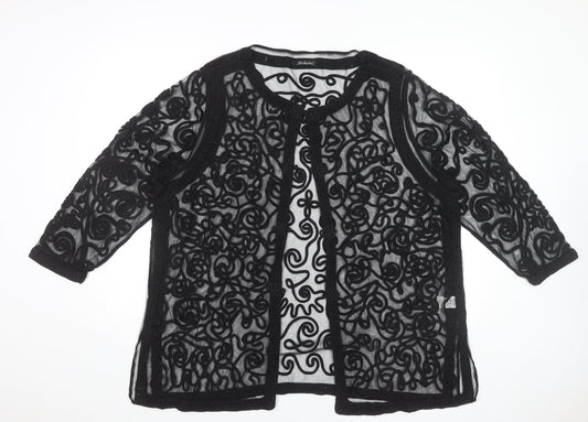 Berkertex Womens Black Lace Kimono Style Blouse Size 24