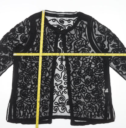 Berkertex Womens Black Lace Kimono Style Blouse Size 24